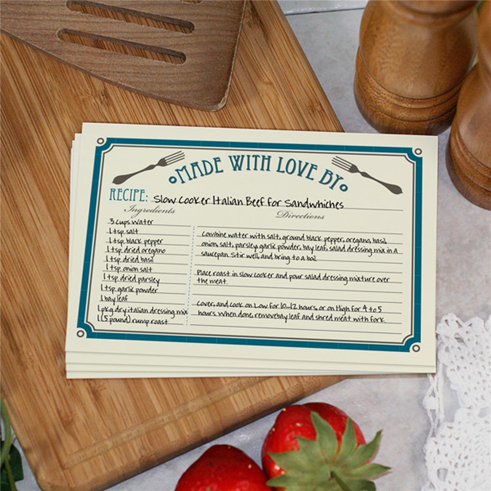 Personalized Made with Love Recipe Cards
