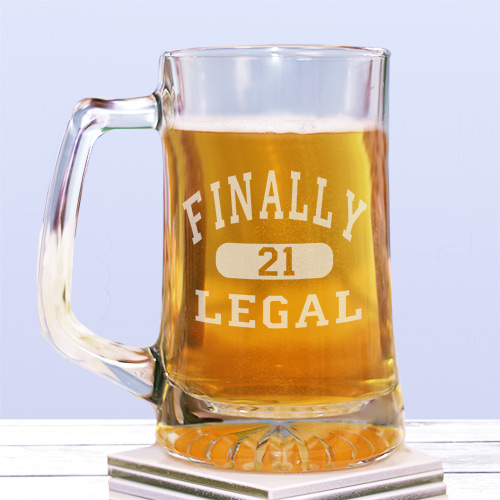 21st Birthday Glass Mug | Engraved 21st Birthday Beer Mug from ...