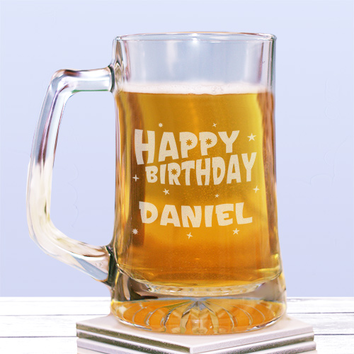 Personalized Happy Birthday Mug | Birthday Glass Engraved with Name