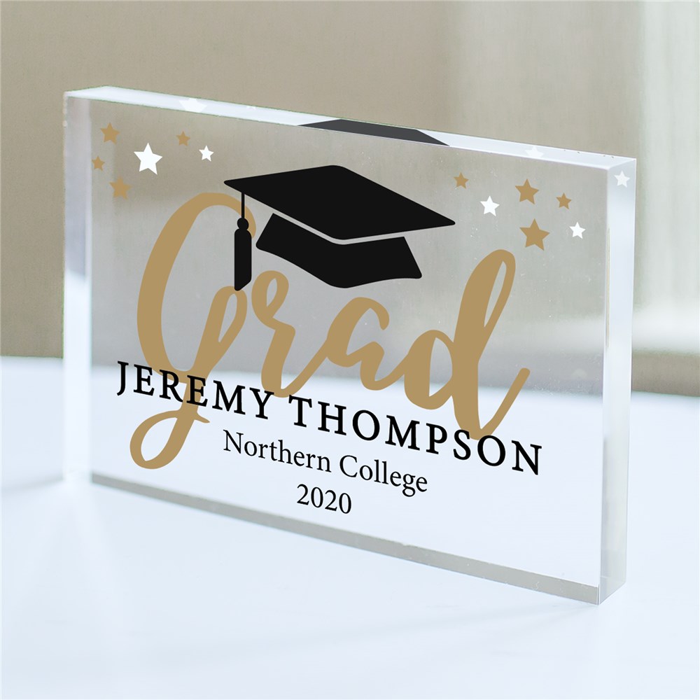 Personalized Grad With Hat Acrylic Keepsake | GiftsForYouNow