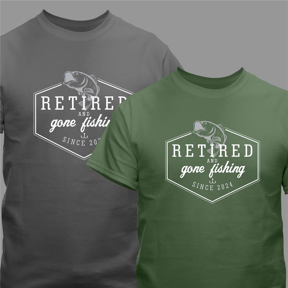 Personalized Retired and Gone Fishing T-Shirt - Red - XL (Mens 46/48- Ladies 18/20) by Gifts For You Now