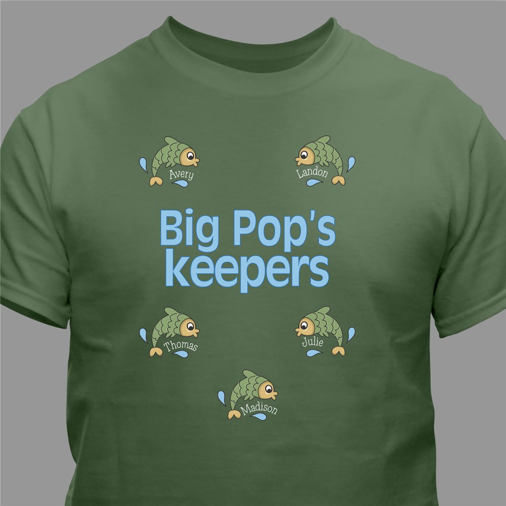 Personalized Grandpa's Keepers Ring Spun T-Shirt - Military Green - Small by Gifts For You Now
