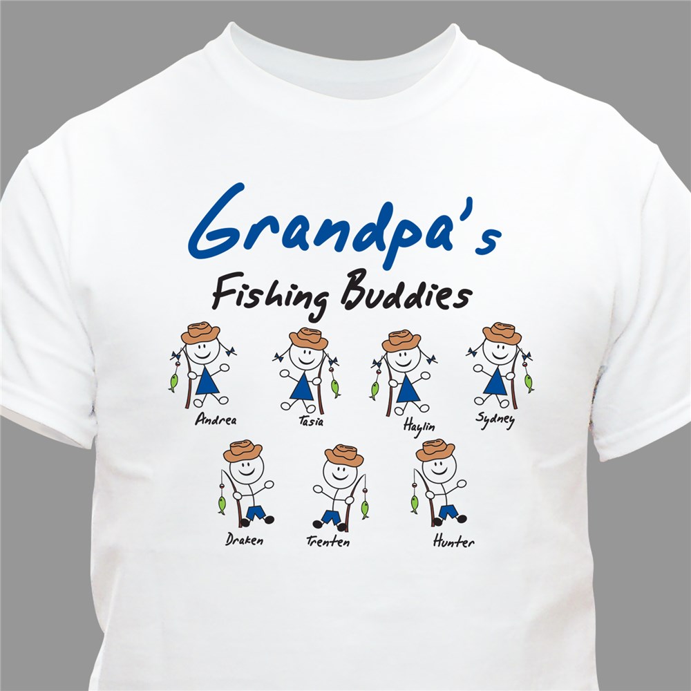 Personalized Fishing Buddies T-Shirt - White - Medium (Mens 38/40- Ladies 10/12) by Gifts For You Now