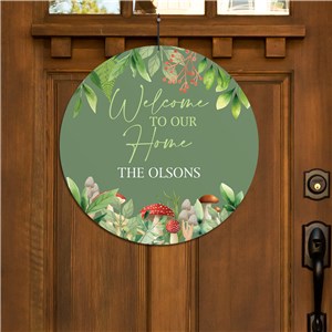 Personalized Welcome to Our Home Mushrooms Round House Sign 62251216