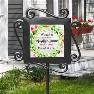 Personalized Planted In Memory Of With Bright Floral Wreath Garden Stake 631149434