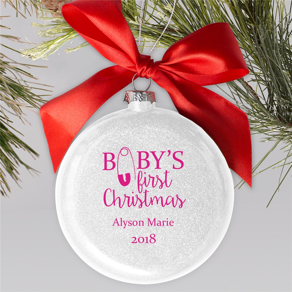 Personalized Baby's First Christmas Glass Holiday Ornament GiftsForYouNow