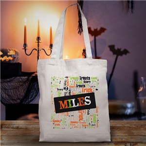 Word-Art Halloween Trick or Treat Tote