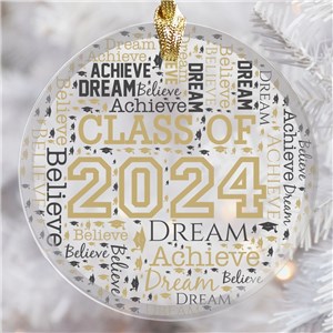 Personalized Graduation Word Art Glass Ornament