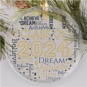 Personalized Graduation Word Art Glass Ornament