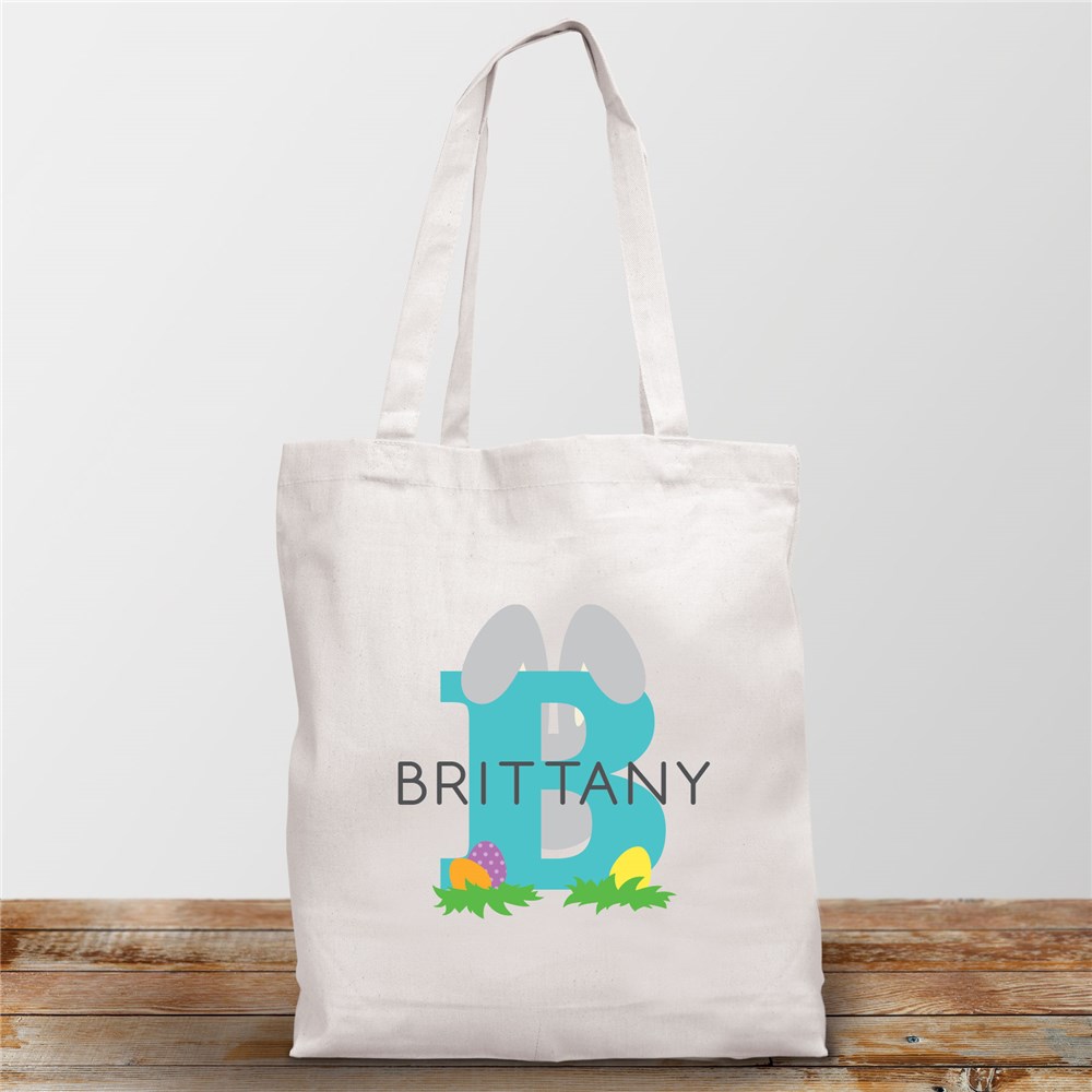Personalized Easter Eggs with Initial and Name White Tote Bag