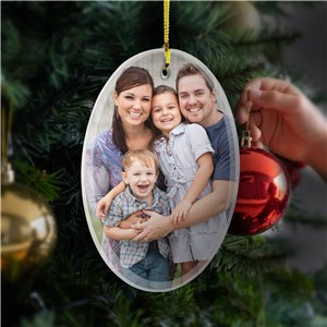 Personalized Photo Oval Glass Ornament