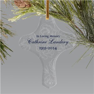 Personalized In Loving Memory Memorial Cross Ornament 