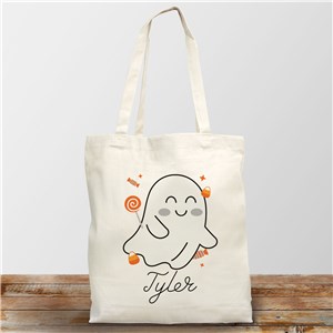 Personalized Boy Ghost Trick Or Treat Tote Bag 8237392
