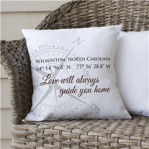 Personalized Love Will Guide You Home Coordinates Throw Pillow 830156863X
