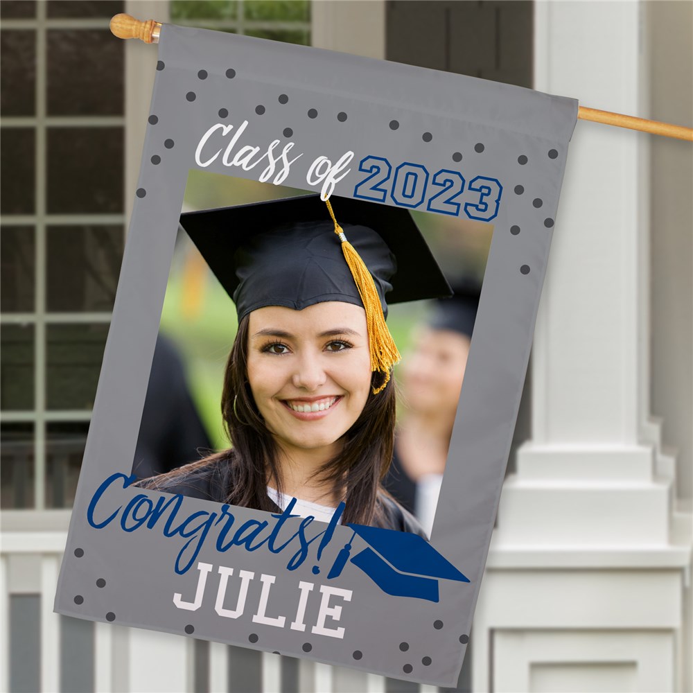 Personalized Photo And Name Graduation Flag | GiftsForYouNow