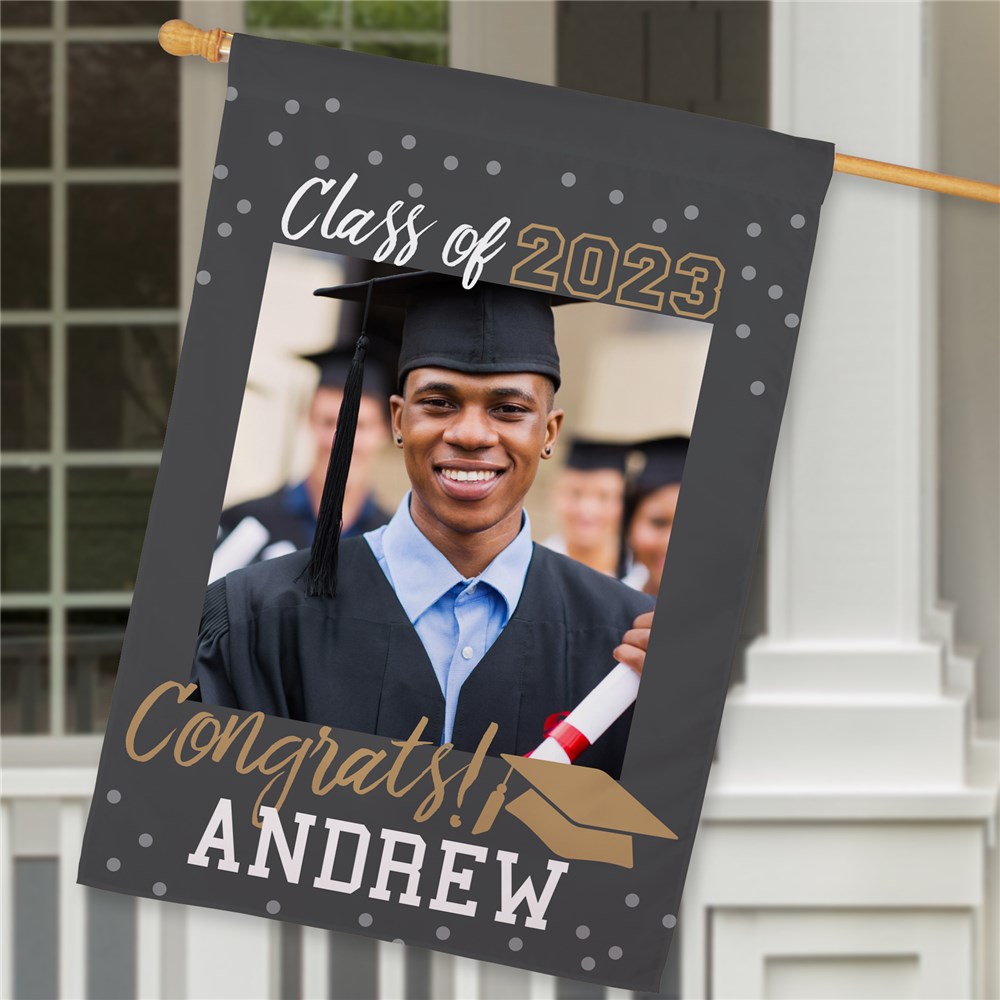 Personalized Photo And Name Graduation Flag | GiftsForYouNow