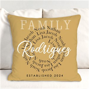 Personalized Family Spiral Word Art Throw Pillow 830226407X