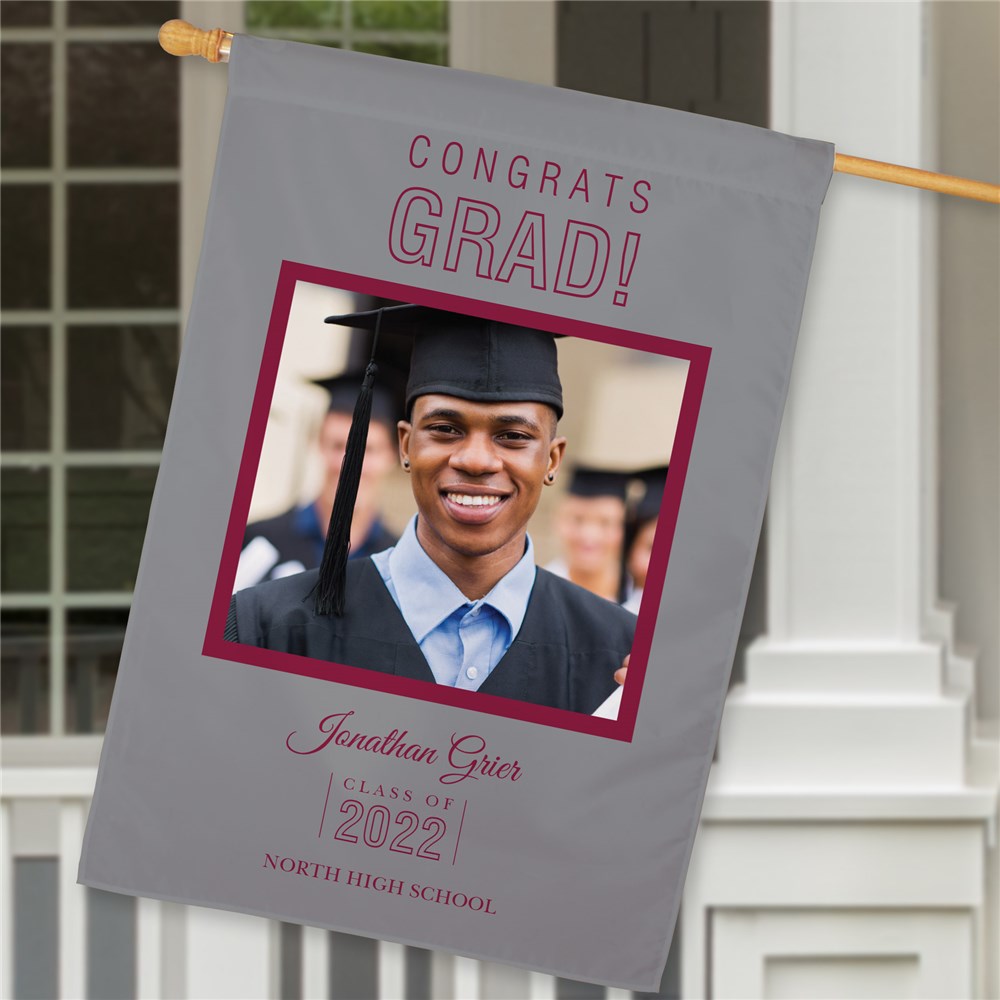 Personalized Congrats Grad Photo House Flag | GiftsForYouNow