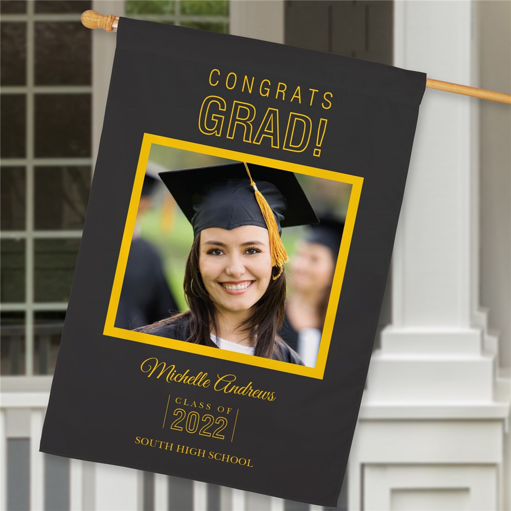 Personalized Congrats Grad Photo House Flag | GiftsForYouNow