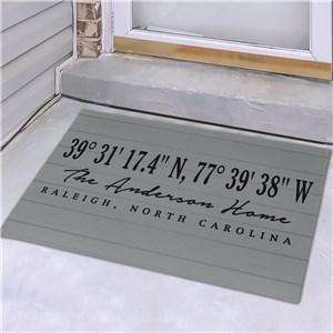 Personalized Coordinates Doormat | Grey Wood Look Doormat