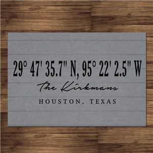 Personalized Coordinates Doormat | Grey Wood Look Doormat