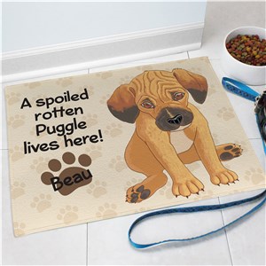 Personalized Puggle Spoiled Here Doormat | Personalized Doormats