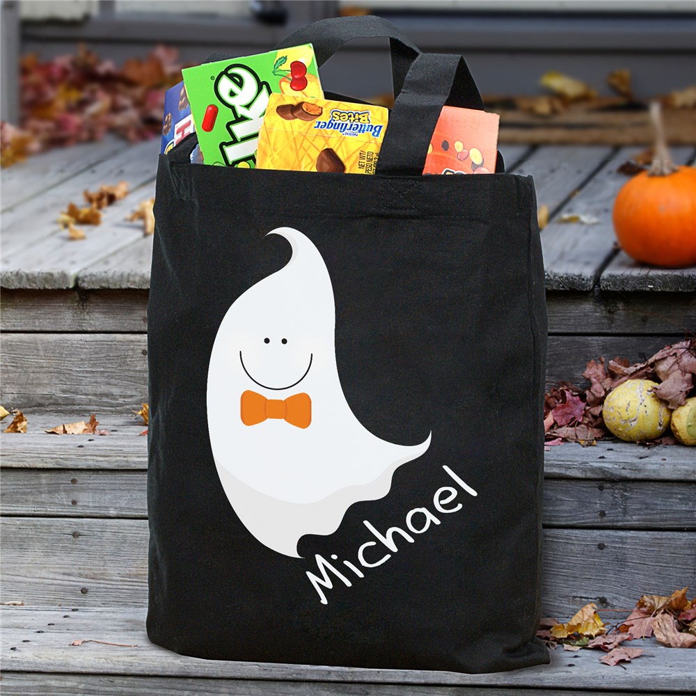 Personalized Halloween Ghost Trick or Treat Bag | GiftsForYouNow