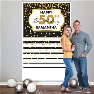 Personalized Birthday Gold Confetti Backdrop 911827917