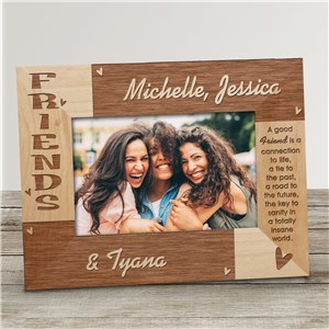 Custom Friendship Gift for Best Friends Birthday 4x6 Rustic Wood Photo Frame  With Customized Quote for Sister Personalized Bestie Gifts 