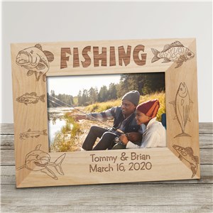  CustomGiftsNow Fishing with Grandpa Engraved Anodized Aluminum  Hanging/Tabletop Personlized Group Family Photo Picture Frame