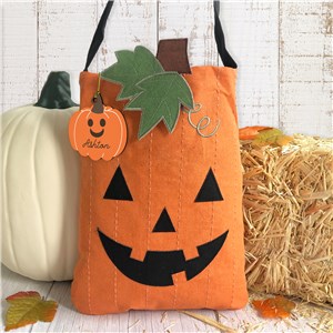 Pumpkin Trick or Treat Bag With Personalized Bag Tag E000555ST