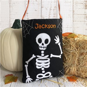 Personalized Skeleton Trick Or Treat Bag