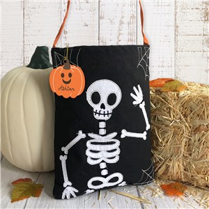 Skeleton Trick Or Treat Bag With Personalized Bag Tag E000556ST