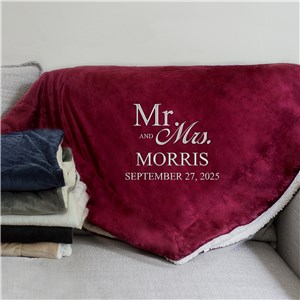 Embroidered Mr & Mrs Wedding Sherpa | Personalized Wedding Gift