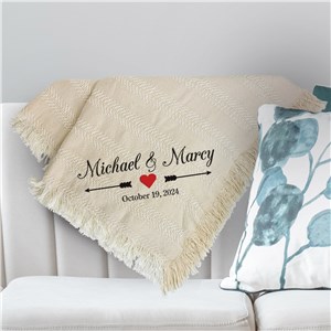 Embroidered Arrows And Heart Wedding Throw Blanket E10430147OL