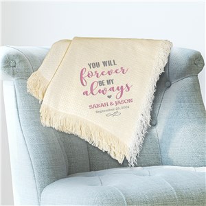 Embroidered Forever and Always White Throw | Romantic Home