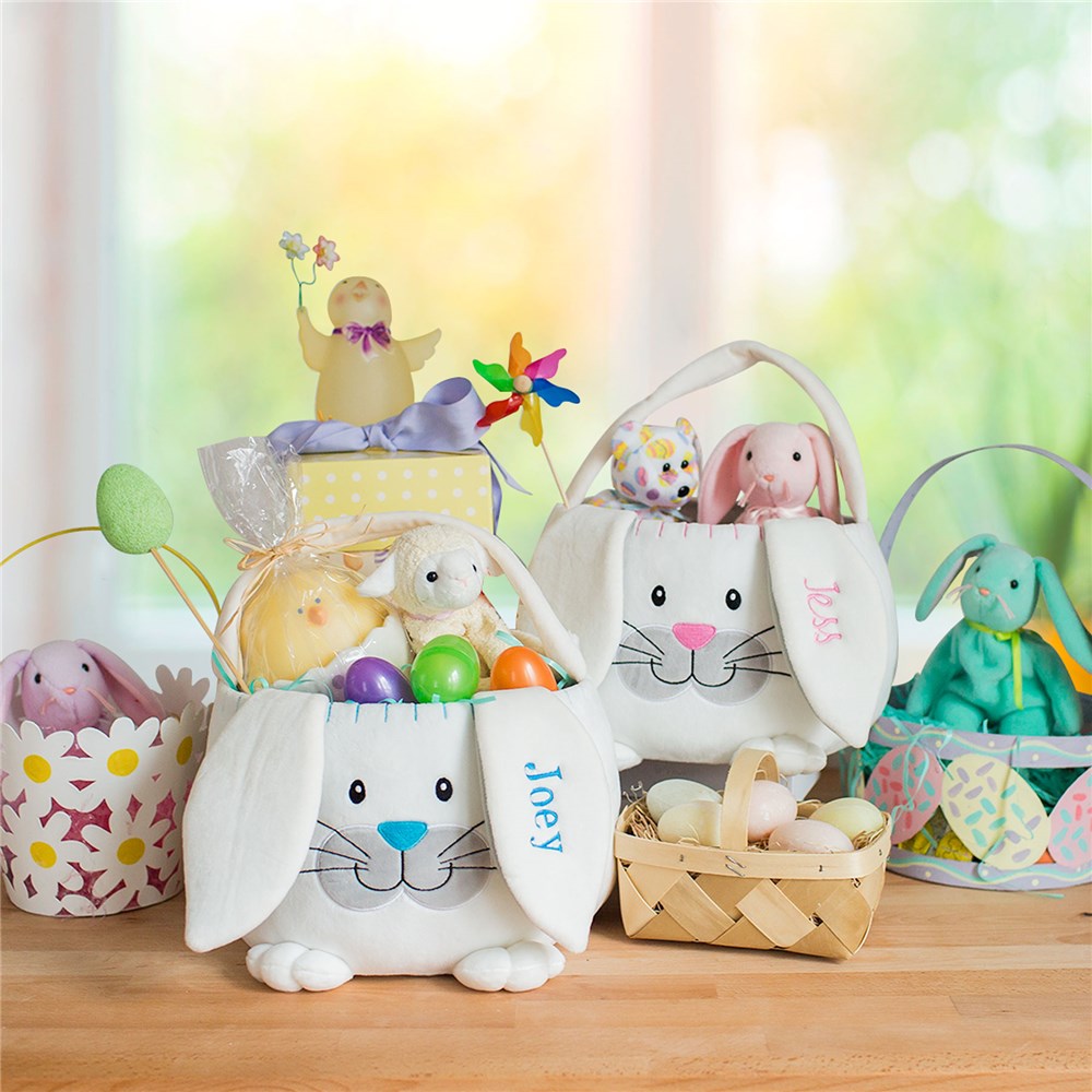 Embroidered Plush Easter Basket | GiftsForYouNow