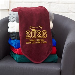 Embroidered Graduation Fleece Throw Blanket E12586317X