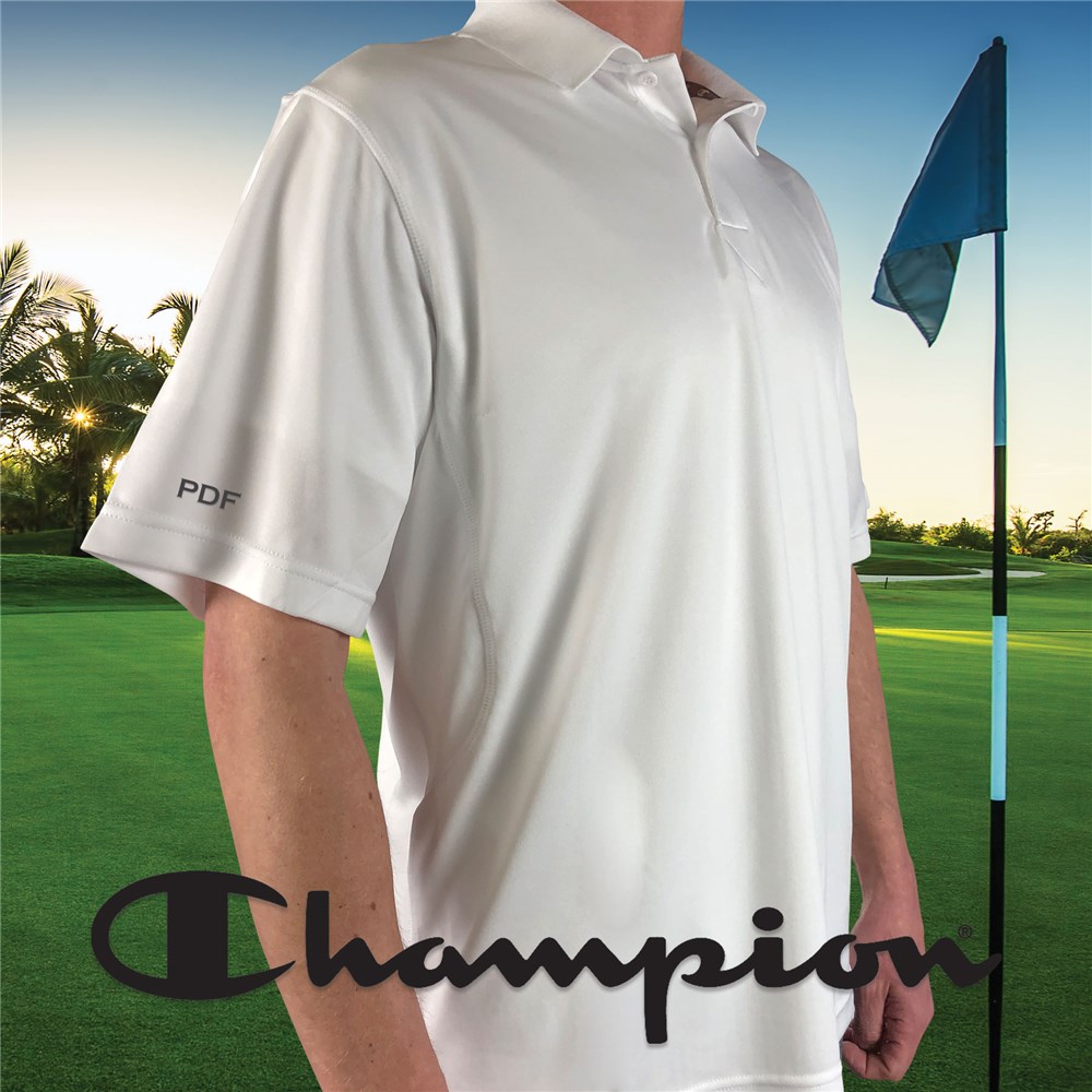 Embroidered Sleeve White Champion Polo Shirt