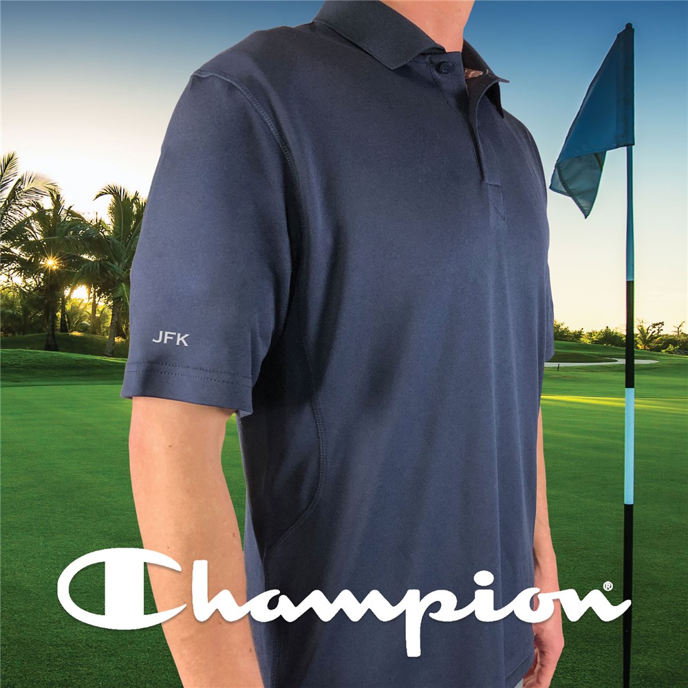 Embroidered Sleeve Navy Champion Polo Shirt