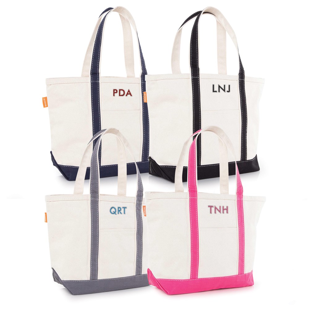 Embroidered initials Medium Boat Tote - Beau-Coup Wedding Favors, Gifts, Supplies & More