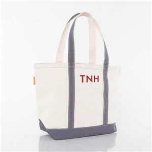 Embroidered Initials Medium Boat Tote E19086542X