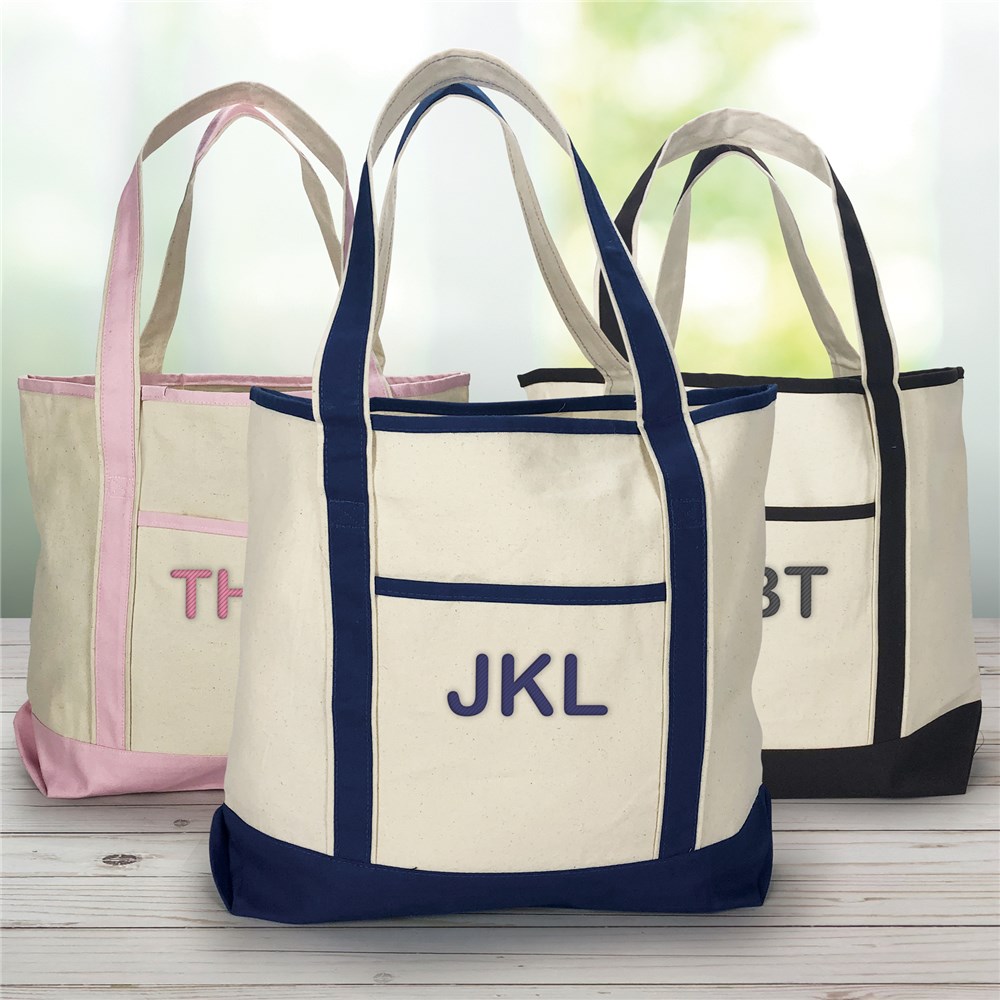 Embroidered Initials Canvas Tote Bag | GiftsForYouNow