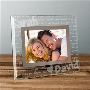 Engraved I Love You Glass Frame | Couple's Photo Frame with Custom Names