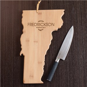 Personalized Family Name Vermont State Cutting Board | Personalized Cutting Board