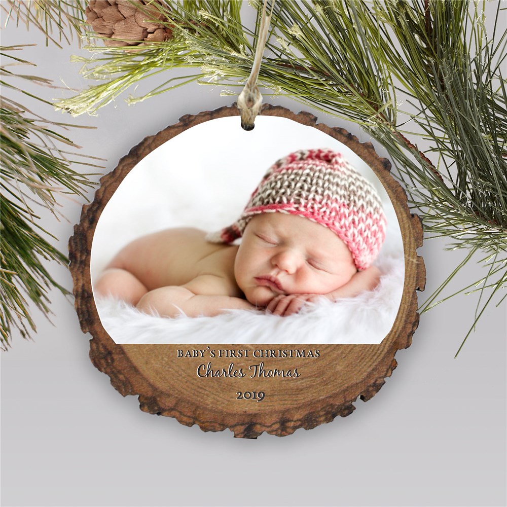 Baby's First Christmas Photo Ornament Wood GiftsForYouNow