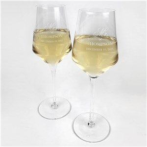 Engraved Mr. And Mrs. White Wine Estate Glass Set L12675363-S2