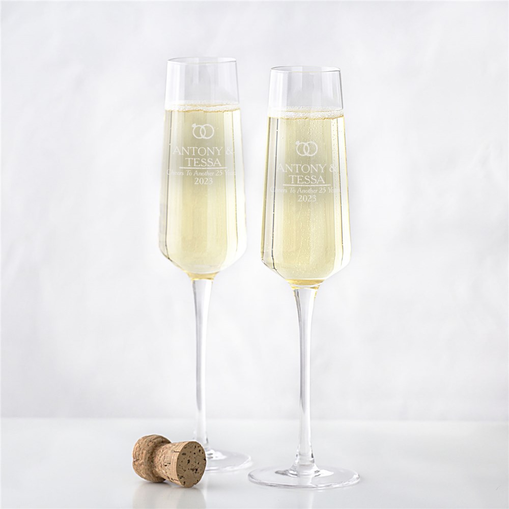 Custom Engraved Champagne Glasses For Bride And Groom