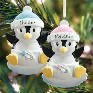 Personalized Penguin Baby Christmas Ornament L13787229X