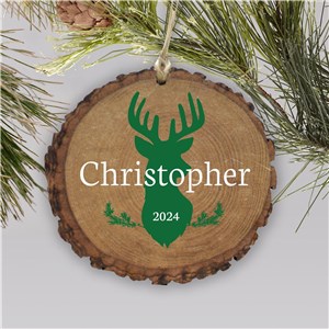 Personalized Deer Wood Ornament | Rustic Deer Ornament